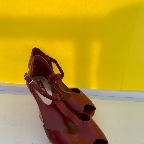 Nine West Red wedge heels. Size 7 - Picture 2 of 5